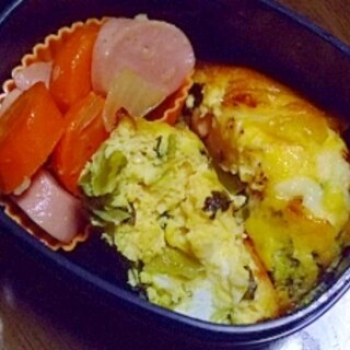 簡単トースターで作る☆高菜のマヨオムレツ
